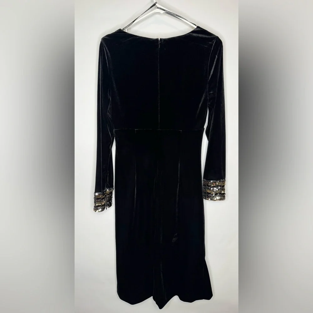 Vince Camuto Velvet Sequin Cuff Long Sleeve Gown
